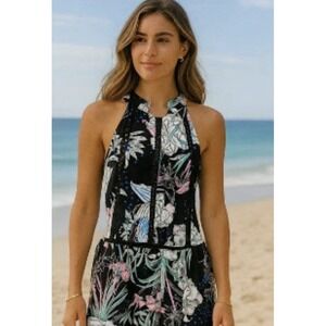 Jasse Endless Summer Maxi Dress Floral Halter Open Back Bow Size XL